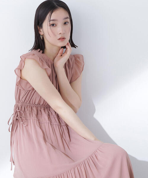 NATURAL BEAUTY BASIC（ナチュラルビューティーベーシック）の「◇楊柳サイドリボンワンピース（ワンピース・レディース・ブラック系その他/チャコールグレー/ダークブラウン/ピンク・SMALL/MEDIUM/P/S）」の4枚目の写真