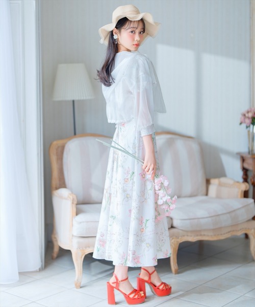 WILLSELECTION（ウィルセレクション）の「ボタニカルフラワーフレアスリーブワンピース（ワンピース・レディース・ブラック系その他/ホワイト系その他/レッド系その他・FREE）」の17枚目の写真