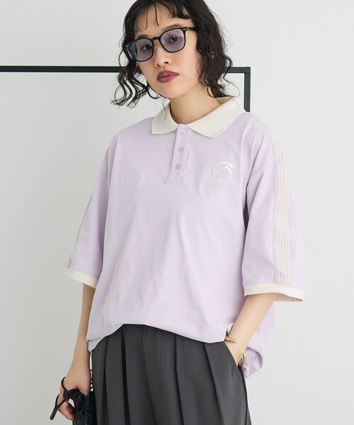 CRAFT STANDARD BOUTIQUE（クラフトスタンダードブティック）の「接触冷感/UVカット/速乾性 襟付ゲームTEE（ポロシャツ・レディース・ラベンダー/ベージュ/チャコールグレー/オフホワイト/ブラック/ブルーグレー・S/M/L）」の6枚目の写真