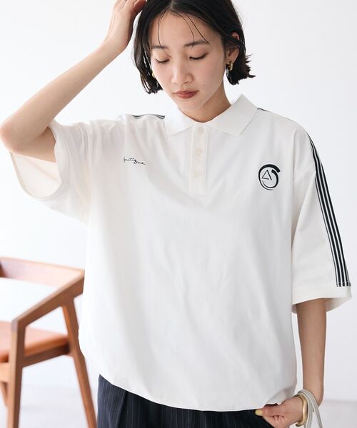 CRAFT STANDARD BOUTIQUE（クラフトスタンダードブティック）の「接触冷感/UVカット/速乾性 襟付ゲームTEE（ポロシャツ・レディース・ラベンダー/ベージュ/チャコールグレー/オフホワイト/ブラック/ブルーグレー・S/M/L）」の2枚目の写真