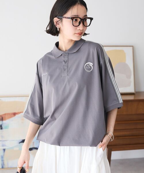 CRAFT STANDARD BOUTIQUE（クラフトスタンダードブティック）の「接触冷感/UVカット/速乾性 襟付ゲームTEE（ポロシャツ・レディース・ラベンダー/ベージュ/チャコールグレー/オフホワイト/ブラック/ブルーグレー・S/M/L）」の7枚目の写真