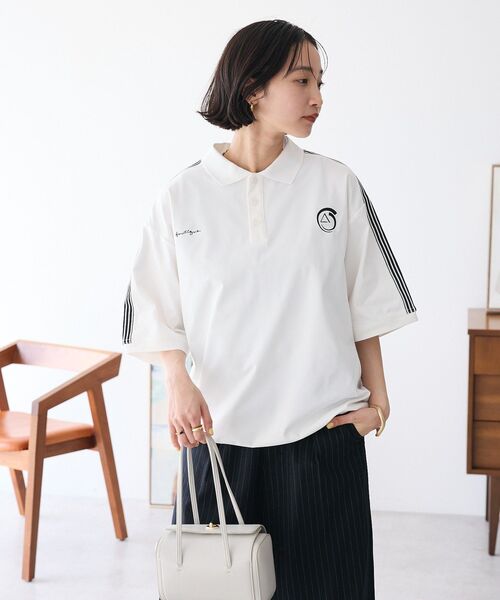 CRAFT STANDARD BOUTIQUE（クラフトスタンダードブティック）の「接触冷感/UVカット/速乾性 襟付ゲームTEE（ポロシャツ・レディース・ラベンダー/ベージュ/チャコールグレー/オフホワイト/ブラック/ブルーグレー・S/M/L）」の17枚目の写真