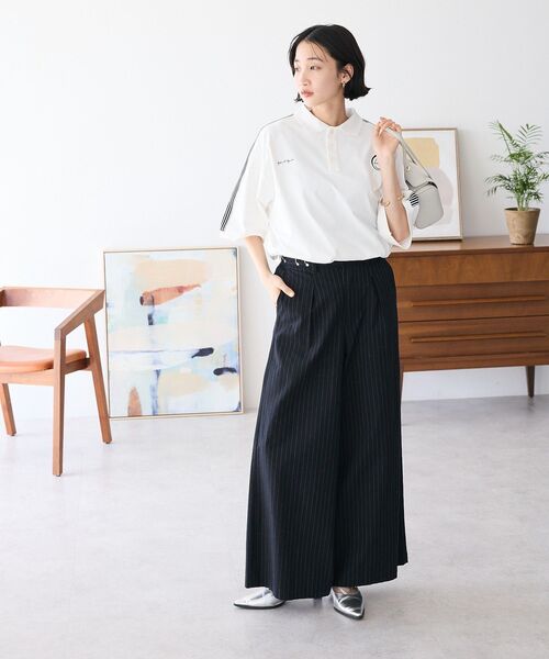 CRAFT STANDARD BOUTIQUE（クラフトスタンダードブティック）の「接触冷感/UVカット/速乾性 襟付ゲームTEE（ポロシャツ・レディース・ラベンダー/ベージュ/チャコールグレー/オフホワイト/ブラック/ブルーグレー・S/M/L）」の19枚目の写真