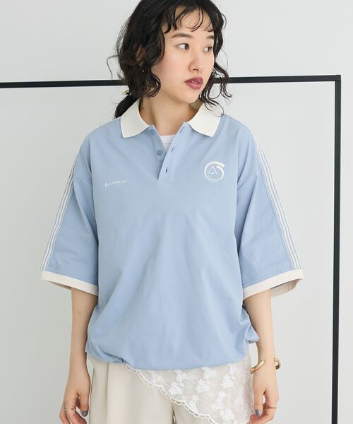 CRAFT STANDARD BOUTIQUE（クラフトスタンダードブティック）の「接触冷感/UVカット/速乾性 襟付ゲームTEE（ポロシャツ・レディース・ラベンダー/ベージュ/チャコールグレー/オフホワイト/ブラック/ブルーグレー・S/M/L）」の21枚目の写真