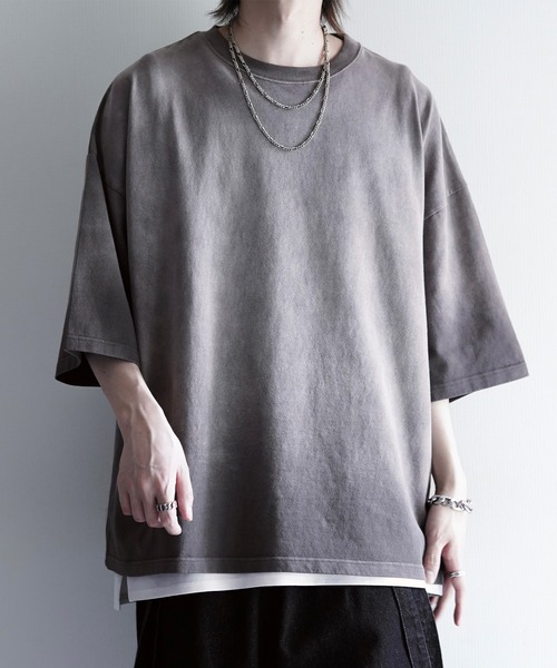 cussil(クシル)の「【cussil/クシル】フェードグラデーションガーメントダイ半袖Tシャツ(Tシャツ/カットソー・メンズ・ブラック系/ブルー系/ブラウン系・S/M/L)」の1枚目の写真