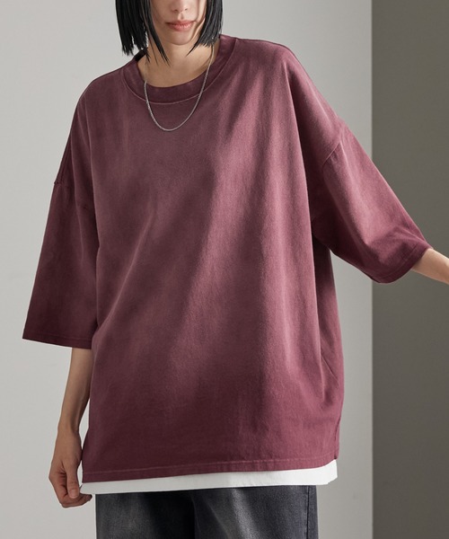 cussil（クシル）の「【cussil/クシル】フェードグラデーションガーメントダイ半袖Tシャツ（Tシャツ/カットソー・メンズ・ブラック系/ブルー系/ブラウン系/ワイン系/グレー系・S/M/L/XS）」の5枚目の写真