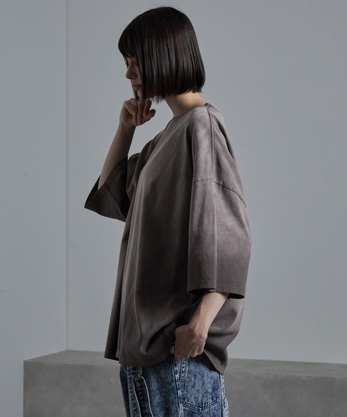 cussil(クシル)の「【cussil/クシル】フェードグラデーションガーメントダイ半袖Tシャツ(Tシャツ/カットソー・メンズ・ブラック系/ブルー系/ブラウン系・S/M/L)」の5枚目の写真