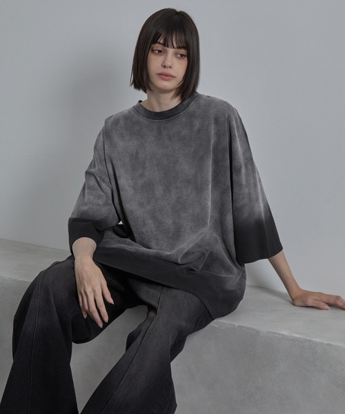 cussil(クシル)の「【cussil/クシル】フェードグラデーションガーメントダイ半袖Tシャツ(Tシャツ/カットソー・メンズ・ブラック系/ブルー系/ブラウン系・S/M/L)」の21枚目の写真