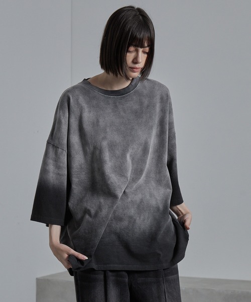 cussil(クシル)の「【cussil/クシル】フェードグラデーションガーメントダイ半袖Tシャツ(Tシャツ/カットソー・メンズ・ブラック系/ブルー系/ブラウン系・S/M/L)」の17枚目の写真