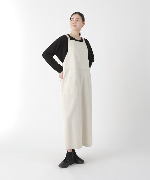 Plantation（プランテーション）の「BIZEN KIRAデニム / ワンピース/ (O)（つなぎ/オールインワン・レディース・オフホワイト/ネイビー・M size）」の8枚目の写真