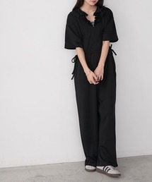 forksy. | 【forksy.】ラッフル衿 ウエストドローコード オールインワン(つなぎ/オールインワン)