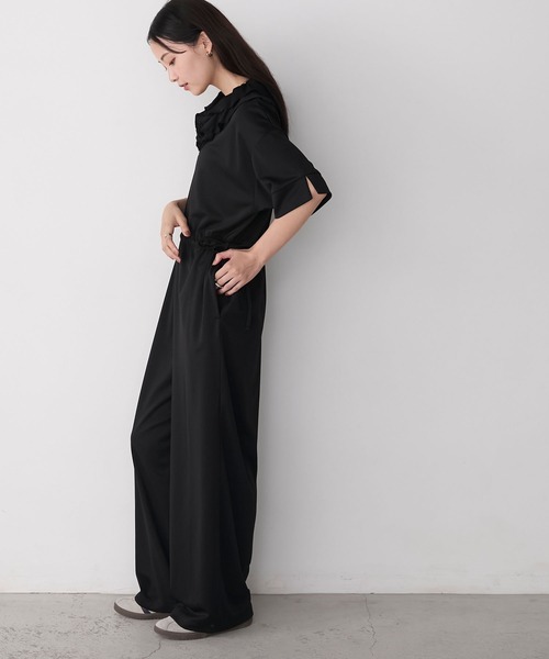 forksy.（フォルクシー）の「【forksy.】ラッフル衿 ウエストドローコード オールインワン（つなぎ/オールインワン・レディース・ブラック/ブラウン・FREE）」の5枚目の写真