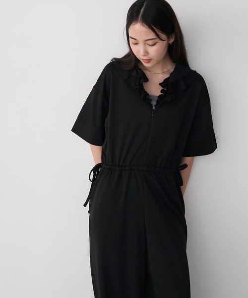 forksy.（フォルクシー）の「【forksy.】ラッフル衿 ウエストドローコード オールインワン（つなぎ/オールインワン・レディース・ブラック/ブラウン・FREE）」の6枚目の写真