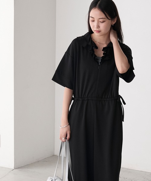 forksy.（フォルクシー）の「【forksy.】ラッフル衿 ウエストドローコード オールインワン（つなぎ/オールインワン・レディース・ブラック/ブラウン・FREE）」の13枚目の写真