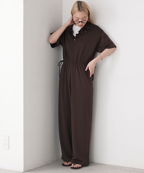 forksy.（フォルクシー）の「【forksy.】ラッフル衿 ウエストドローコード オールインワン（つなぎ/オールインワン・レディース・ブラック/ブラウン・FREE）」の21枚目の写真