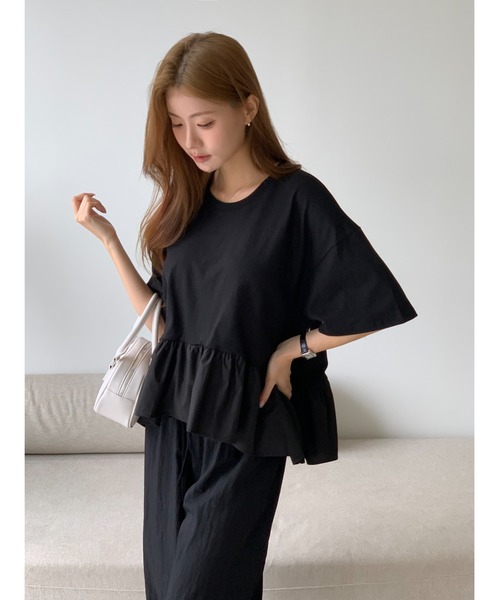 【美品】emdot エムドット フリル ペプラム トップス ペプラムドッキングフリルトップス（Tシャツ/カットソー）｜MINS