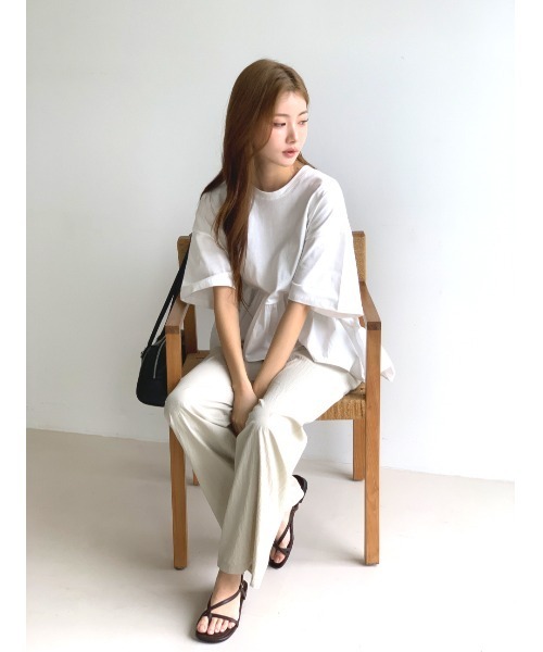 MINS MINIS(ミンスミニス)の「ペプラムドッキングフリルトップス(Tシャツ/カットソー・レディース・アイボリー/ブラック/クリーム・FREE)」の19枚目の写真