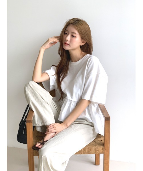 MINS MINIS(ミンスミニス)の「ペプラムドッキングフリルトップス(Tシャツ/カットソー・レディース・アイボリー/ブラック/クリーム・FREE)」の17枚目の写真