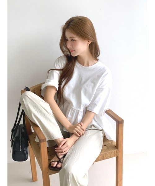 MINS MINIS(ミンスミニス)の「ペプラムドッキングフリルトップス(Tシャツ/カットソー・レディース・アイボリー/ブラック/クリーム・FREE)」の16枚目の写真