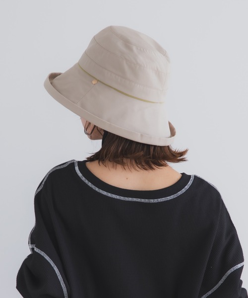 polcadot（ポルカドット）の「【かぶれる日傘】エッジアップクロッシェ(ストラップ付き)（ハット・レディース・ブラック/ベージュ・FREE）」の3枚目の写真