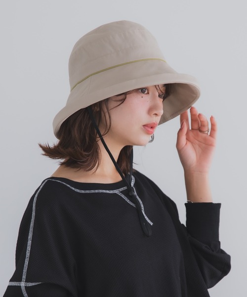 polcadot（ポルカドット）の「【かぶれる日傘】エッジアップクロッシェ(ストラップ付き)（ハット・レディース・ブラック/ベージュ・FREE）」の6枚目の写真