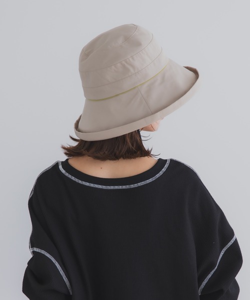 polcadot（ポルカドット）の「【かぶれる日傘】エッジアップクロッシェ(ストラップ付き)（ハット・レディース・ブラック/ベージュ・FREE）」の5枚目の写真