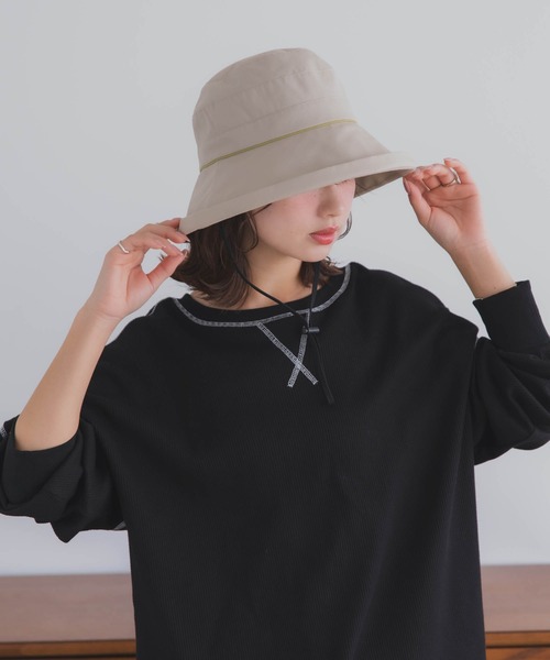 polcadot（ポルカドット）の「【かぶれる日傘】エッジアップクロッシェ(ストラップ付き)（ハット・レディース・ブラック/ベージュ・FREE）」の12枚目の写真