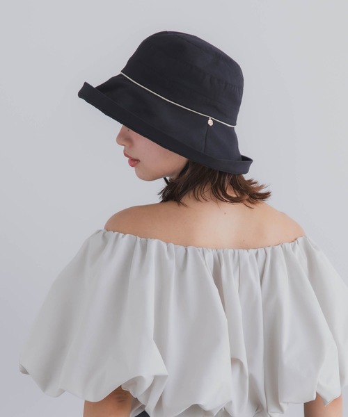 polcadot（ポルカドット）の「【かぶれる日傘】エッジアップクロッシェ(ストラップ付き)（ハット・レディース・ブラック/ベージュ・FREE）」の16枚目の写真