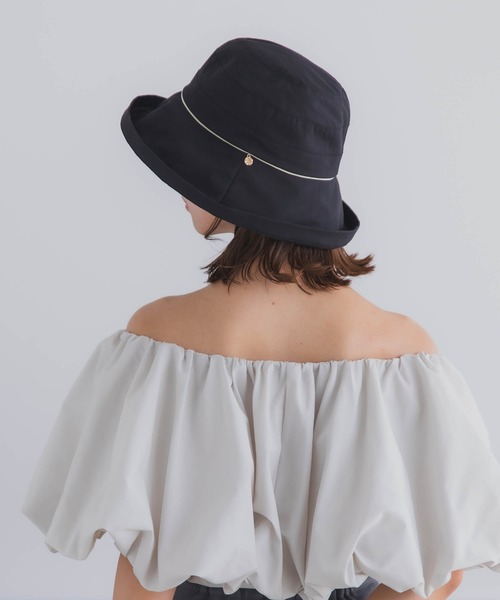 polcadot（ポルカドット）の「【かぶれる日傘】エッジアップクロッシェ(ストラップ付き)（ハット・レディース・ブラック/ベージュ・FREE）」の17枚目の写真