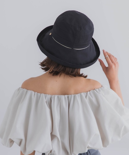 polcadot（ポルカドット）の「【かぶれる日傘】エッジアップクロッシェ(ストラップ付き)（ハット・レディース・ブラック/ベージュ・FREE）」の18枚目の写真