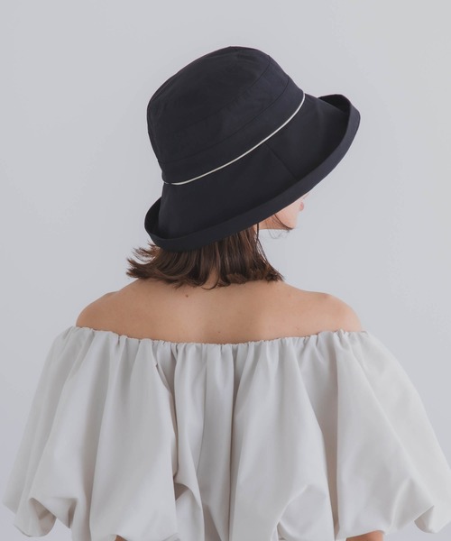 polcadot（ポルカドット）の「【かぶれる日傘】エッジアップクロッシェ(ストラップ付き)（ハット・レディース・ブラック/ベージュ・FREE）」の19枚目の写真