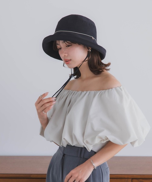 polcadot（ポルカドット）の「【かぶれる日傘】エッジアップクロッシェ(ストラップ付き)（ハット・レディース・ブラック/ベージュ・FREE）」の21枚目の写真