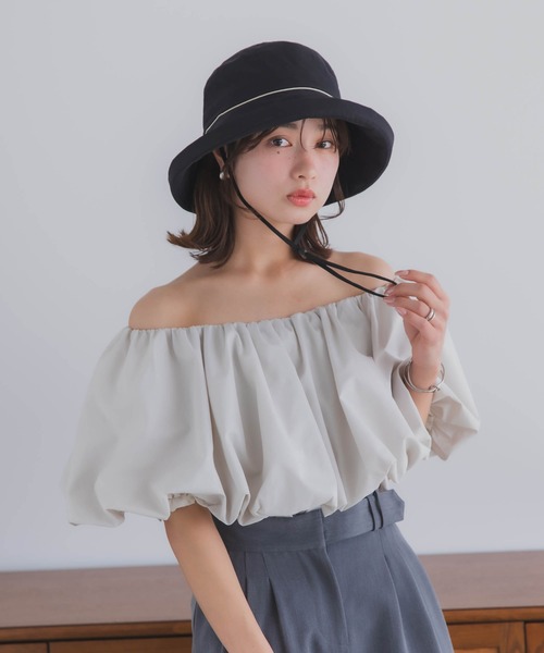 polcadot（ポルカドット）の「【かぶれる日傘】エッジアップクロッシェ(ストラップ付き)（ハット・レディース・ブラック/ベージュ・FREE）」の20枚目の写真