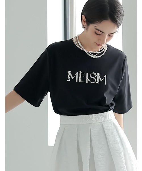 MEISM（ミズム）の「[MEISM by Re:EDIT][UVカット][接触冷感][吸水][速乾]スムース刺繍ロゴエンブロイダリーパールTシャツ（Tシャツ/カットソー・レディース・ブラック/ホワイト・MEDIUM/LARGE）」の13枚目の写真