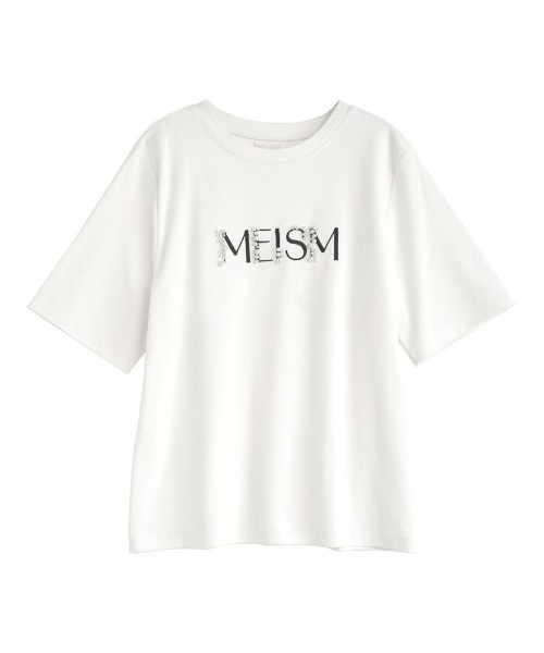 MEISM（ミズム）の「[MEISM by Re:EDIT][UVカット][接触冷感][吸水][速乾]スムース刺繍ロゴエンブロイダリーパールTシャツ（Tシャツ/カットソー・レディース・ブラック/ホワイト・MEDIUM/LARGE）」の14枚目の写真