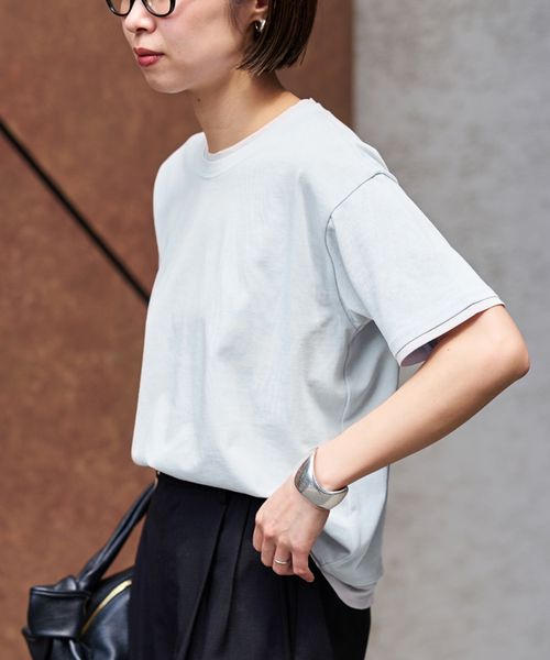 FRAMeWORK（フレームワーク）の「レイヤードライクT-SHIRT（Tシャツ/カットソー・レディース・ブラック/ベージュ/スカイブルー・FREE）」の3枚目の写真