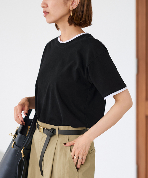 FRAMeWORK（フレームワーク）の「レイヤードライクT-SHIRT（Tシャツ/カットソー・レディース・ブラック/ベージュ/スカイブルー・FREE）」の6枚目の写真