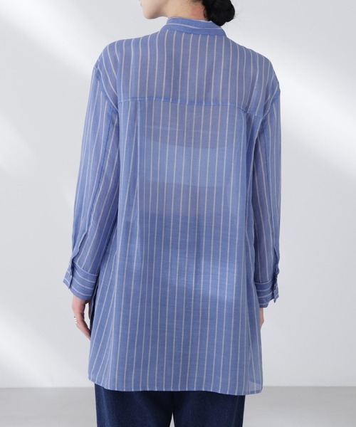 セール】シアーストライプオーバーサイズロングシャツ（シャツ