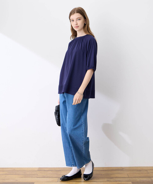 LE SOUK HOLIDAY(ルスークホリデー)の「裾ピンタックプルオーバー【接触冷感】(シャツ/ブラウス・レディース・オフホワイト/ネイビー/ライトグリーン・M/L)」の17枚目の写真