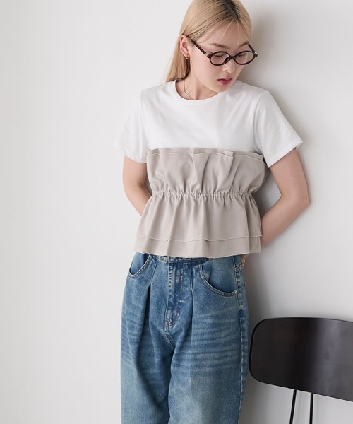 forksy.(フォルクシー)の「【forksy.】ドッキングタックビスチェカットソー(Tシャツ/カットソー・レディース・ブラック/グレー系・FREE)」の2枚目の写真