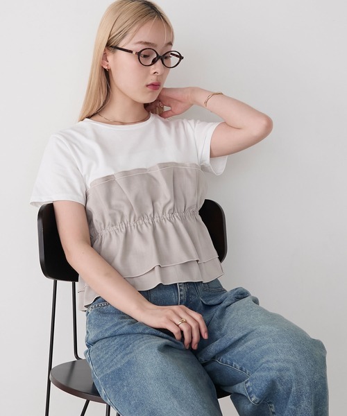 forksy.(フォルクシー)の「【forksy.】ドッキングタックビスチェカットソー(Tシャツ/カットソー・レディース・ブラック/グレー系・FREE)」の4枚目の写真