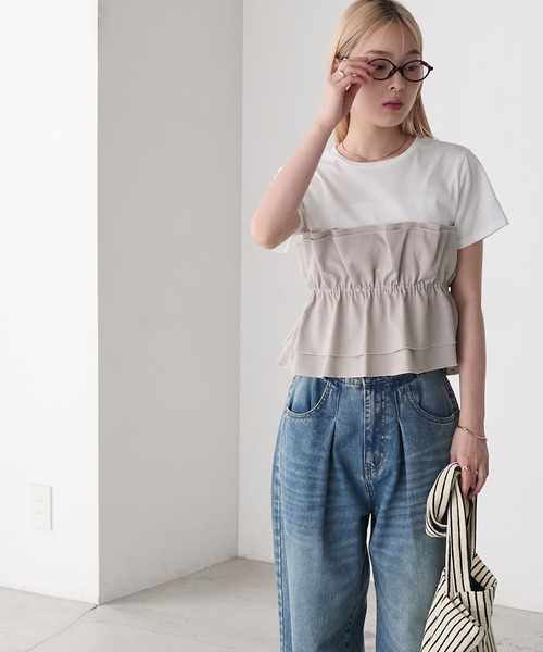 forksy.(フォルクシー)の「【forksy.】ドッキングタックビスチェカットソー(Tシャツ/カットソー・レディース・ブラック/グレー系・FREE)」の5枚目の写真
