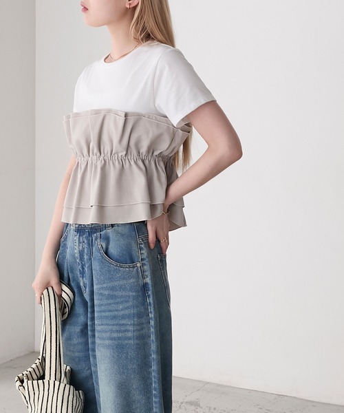 forksy.(フォルクシー)の「【forksy.】ドッキングタックビスチェカットソー(Tシャツ/カットソー・レディース・ブラック/グレー系・FREE)」の6枚目の写真