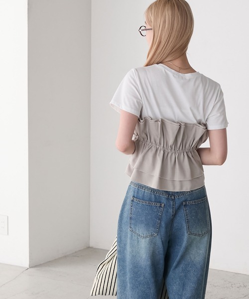 forksy.(フォルクシー)の「【forksy.】ドッキングタックビスチェカットソー(Tシャツ/カットソー・レディース・ブラック/グレー系・FREE)」の7枚目の写真