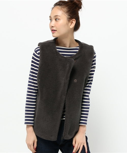 Kastane（カスタネ）の「モコモコボアベスト（その他アウター・レディース・チャコールグレー/アイボリー・FREE）」の13枚目の写真