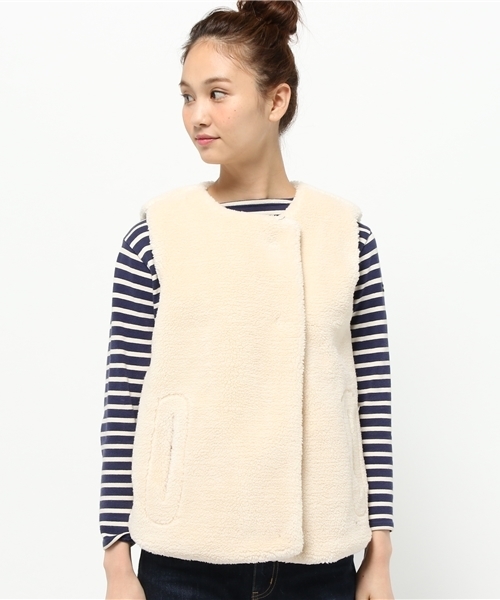 Kastane（カスタネ）の「モコモコボアベスト（その他アウター・レディース・チャコールグレー/アイボリー・FREE）」の3枚目の写真