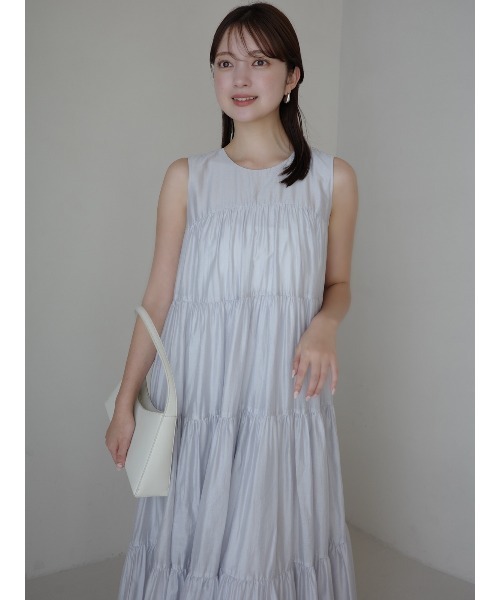 【新品タグ付】anuans テンセルリッチオーガンティアードワンピース テンセルリッチオーガンティアードワンピース