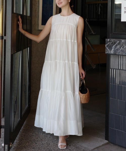 （即日発送）anuans♡テンセルリッチオーガンティアードワンピース テンセルリッチオーガンティアードワンピース