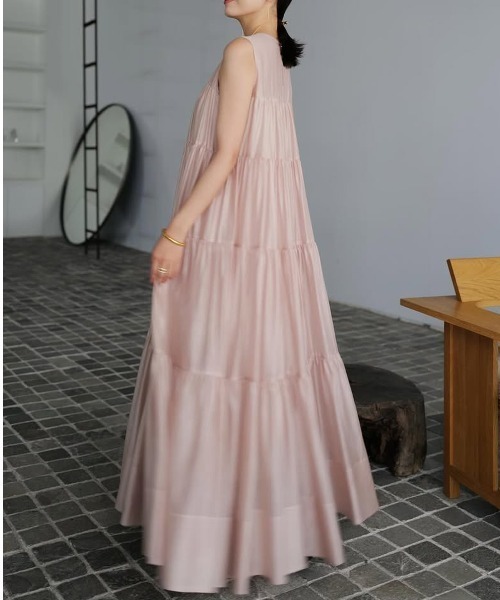 テンセルリッチオーガンティアードワンピース（ワンピース）｜anuans