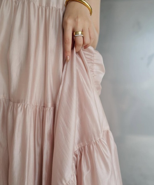 anuans（アニュアンス）の「テンセルリッチオーガンティアードワンピース（ワンピース・レディース・ピンクベージュ/ブラック/ブルー系その他/ホワイト・M/S）」の12枚目の写真